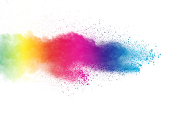 istock Colorful powder explosion on white background. Abstract pastel color dust particles splash. 1137054853