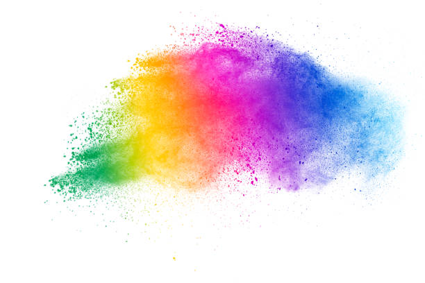 istock Colorful powder explosion on white background. Abstract pastel color dust particles splash. 1137054857
