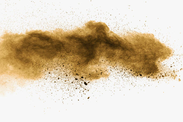 istock Abstract deep brown dust explosion on white background.  Freeze motion of coffee liked color dust splash. 1137054872