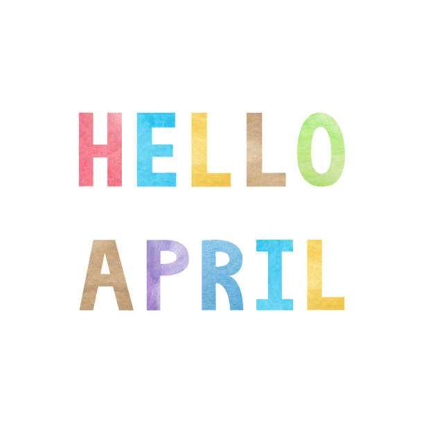 привет апреля с красочным акварелью - april stock illustrations