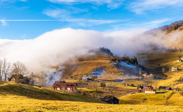 istock Rural landscape with fog 1137055973