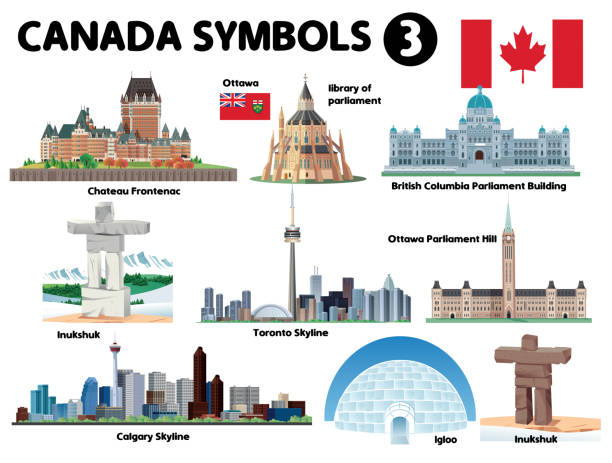 канада символы-3 - toronto canada flag montreal stock illustrations