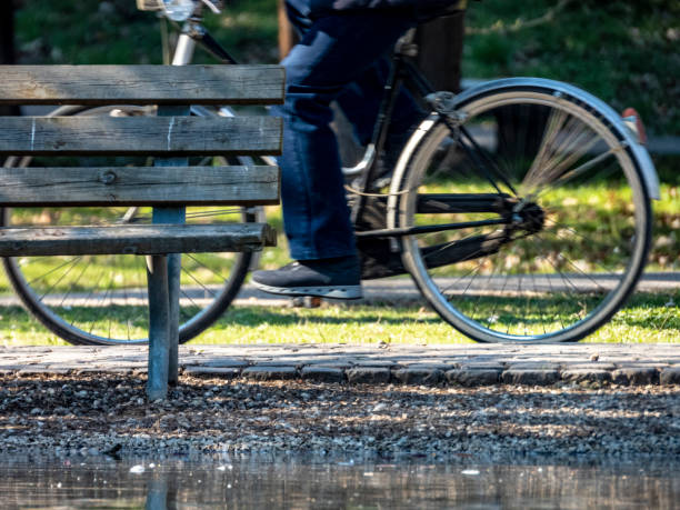 istock Man with bike in a park 1137058716