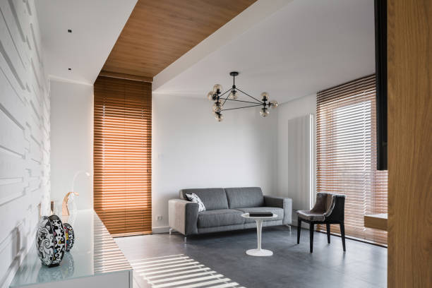 istock Apartment with wooden blinds 1137061492