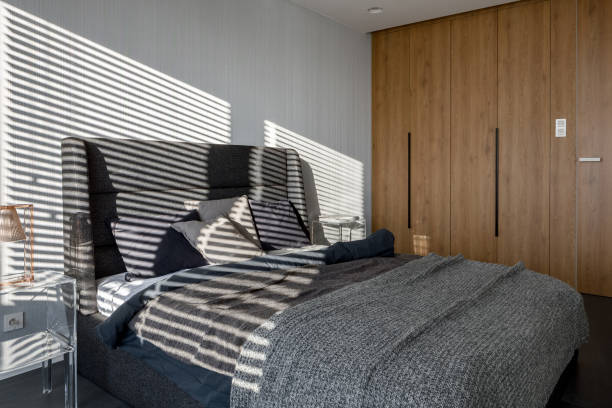 istock Bedroom with wooden closet 1137061496