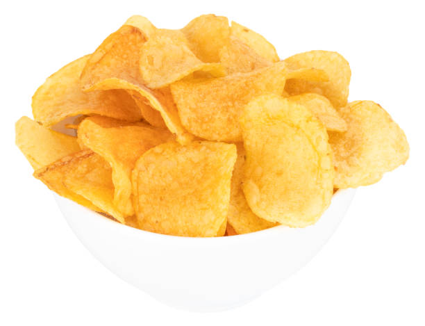 istock Potato chips bowl isolated on white background, with clipping path 1137063410