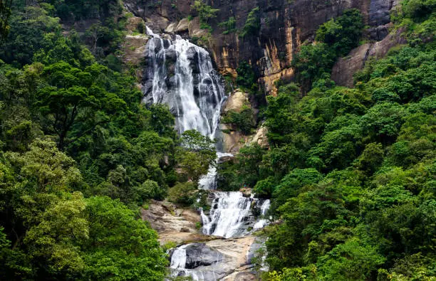 Ravana Falls is a popular sightseeing attraction in Ella, Sri Lanka. It currently ranks as one of the widest falls in the country.