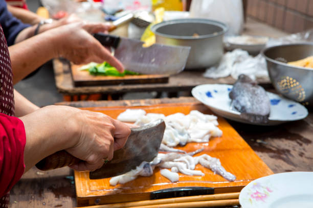 istock Chinese, religious beliefs, ritual sacrifices, cut cuttlefish, squid 1137066473