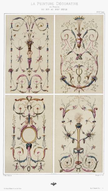 die farben in den tafeln des hauses in paris, aus frankreich dekorativen farbe 1897 - editions stock-grafiken, -clipart, -cartoons und -symbole