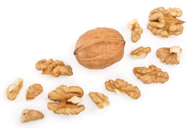 istock peelled Walnuts isolated on white background with copy space for your text. Top view. Flat lay 1137070957