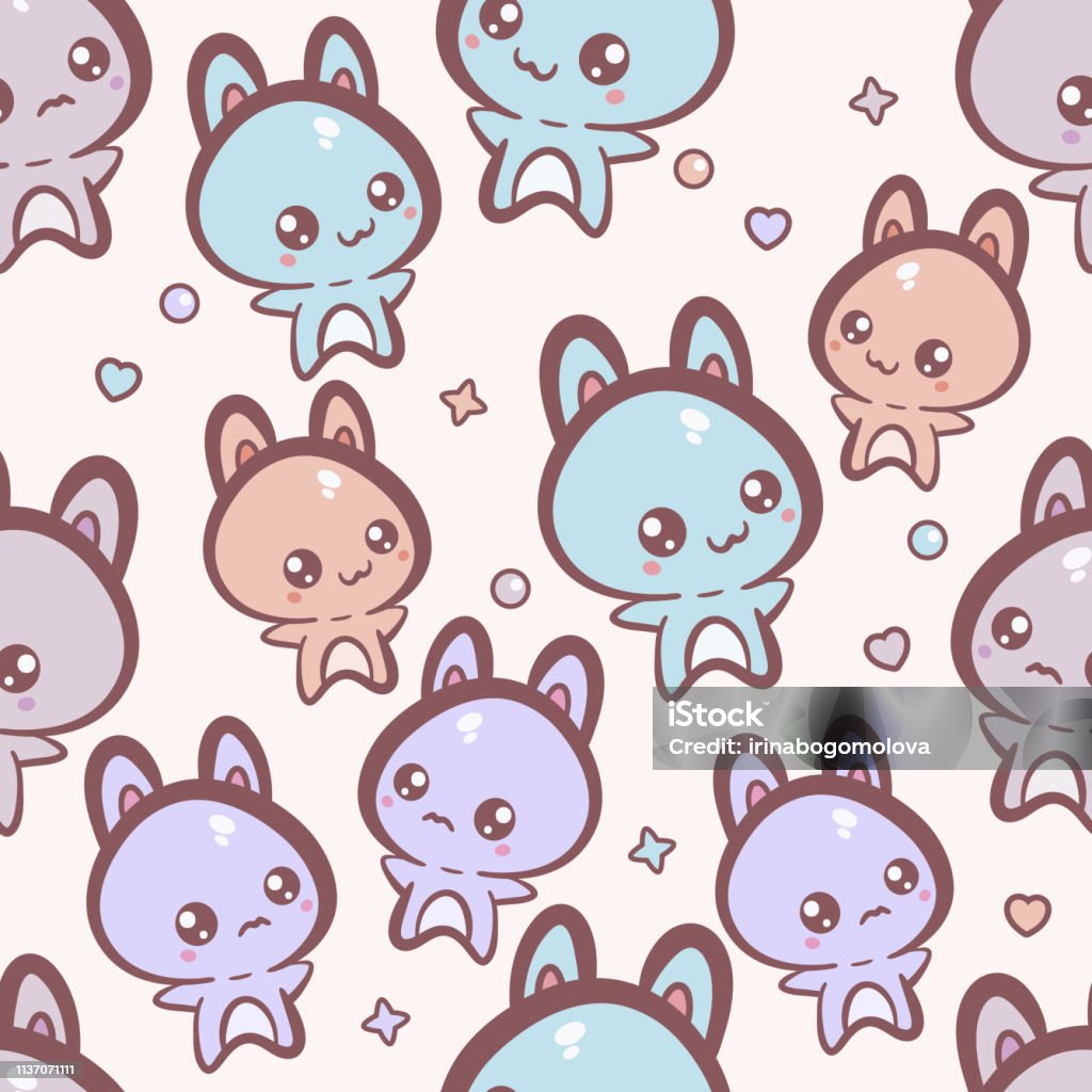 Thỏ Kawaii Dễ Thương Mô Hình Liền Mạch Nền Vector Nó Có Thể Được ...