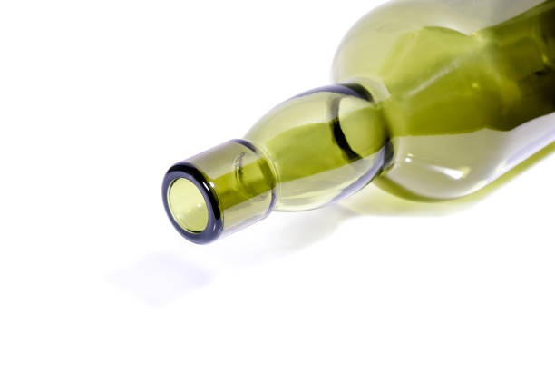 istock Green glass wine bottle isolated on white background 1137072863