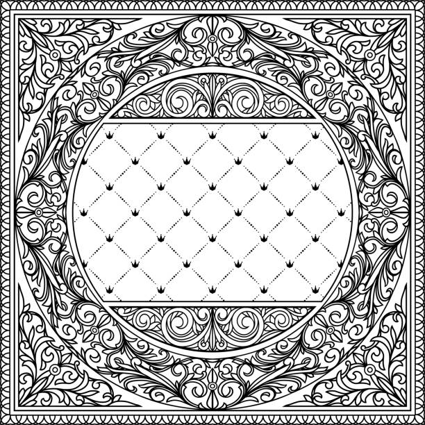 ilustrações, clipart, desenhos animados e ícones de cartão ornamentado do projeto do vintage do art deco - ellipse frame ornate scroll shape