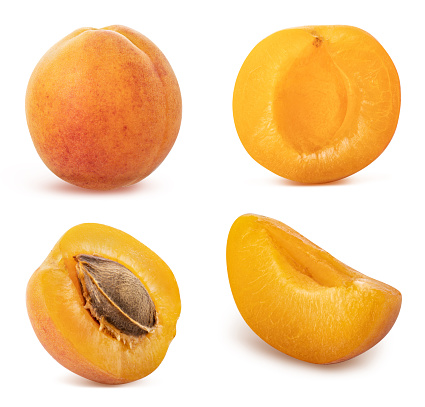 Apricots isolated on white background. Clippin path