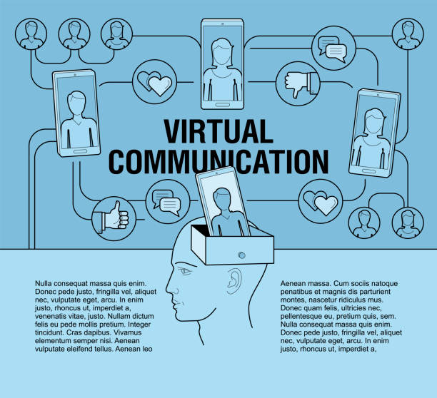 istock Scheme of the Internet network in the style of linear design. Virtual communication. Icons of social networks, groups of followers. 1137078767