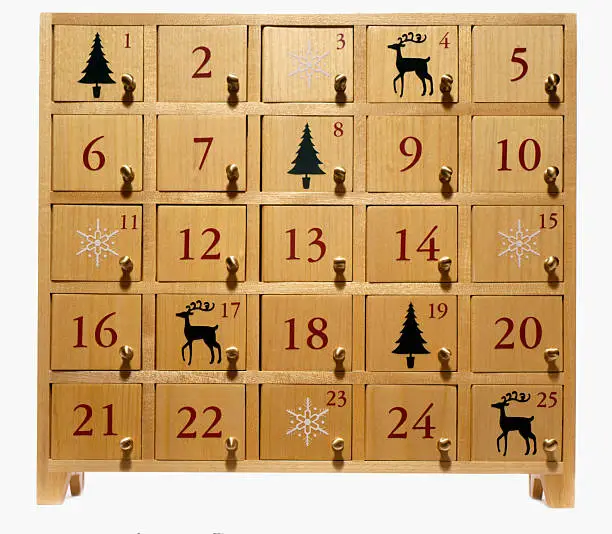 Photo of advent calendar on white