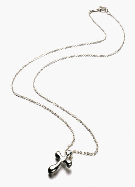 istock Silver Cross Necklace cut out on white 113708841