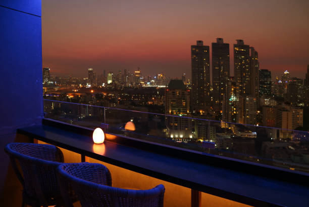 istock Impressed with Bangkok Downtown Night View from Rooftop Terrace 1137089432