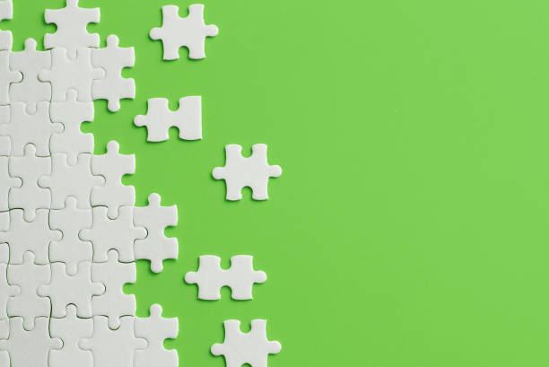 White details of puzzle on green background