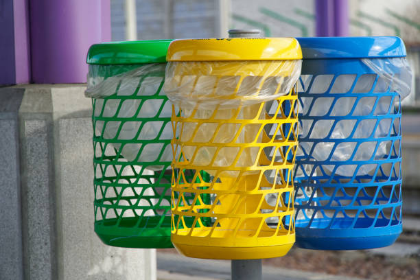 Different trash bin of iron metal, Selective collection of garbage. Different trash bin of iron metal, Selective collection of garbage elefant stock pictures, royalty-free photos & images