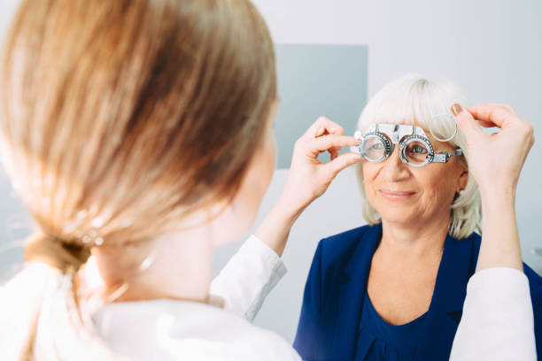 istock Senior woman having her eyes checked at ophthalmologist 1137094441