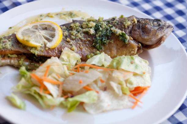 istock Fresh trout fish served on plate 1137094460