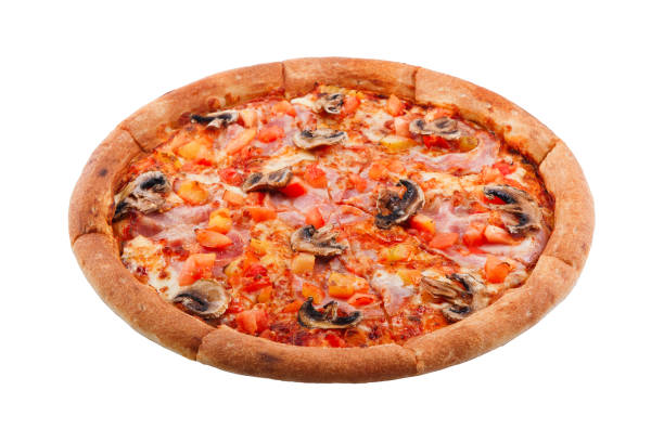 istock Delicious classic italian Pizza Carbonara with ham, tomatoes, mushrooms and cheese 1137098708