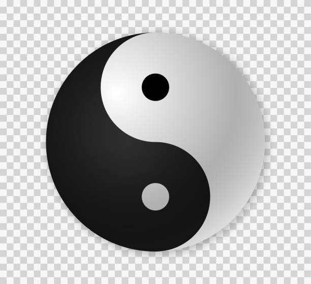 음 양 아이콘 - yin yang symbol 이미지 stock illustrations