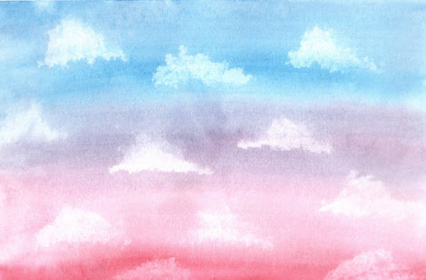 istock watercolor abstraction of pink purple grey red spots blue 1137101285