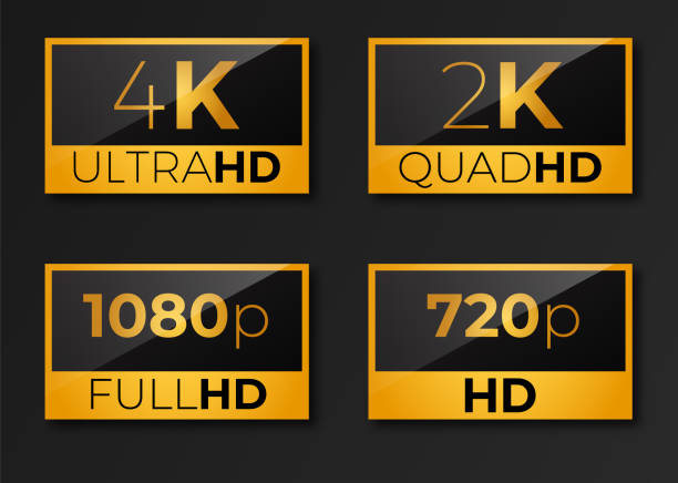 4k ultrahd , 2k quadhd , 1080 полный hd и hd - hd 1080 stock illustrations