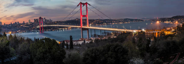istock Bosphorus Panorama. Fatih Sultan Mehmet Bridge, Bosphorus bridge in Istanbul Turkey 1137104177