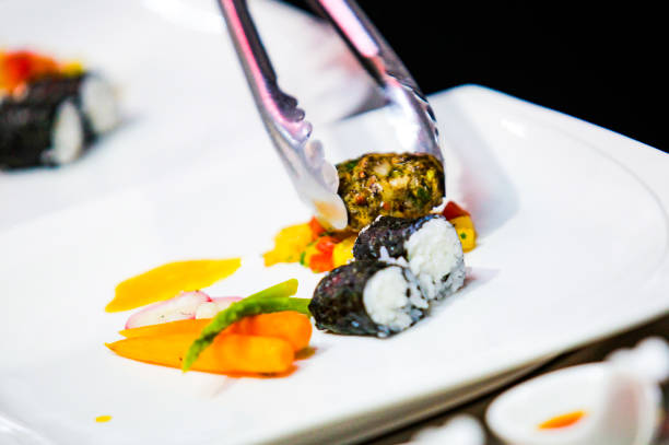 istock Chef preparing food, meal, in the kitchen, chef cooking, Chef decorating dish 1137106840