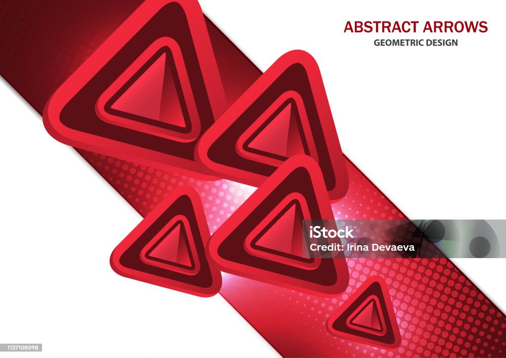 Futuristic bright glowing arrows triangles, techno background with light effects, abstract 3d technology lines on white background. Background, cover, layout, magazine, brochure, poster, website, business card. Abstract stock vector