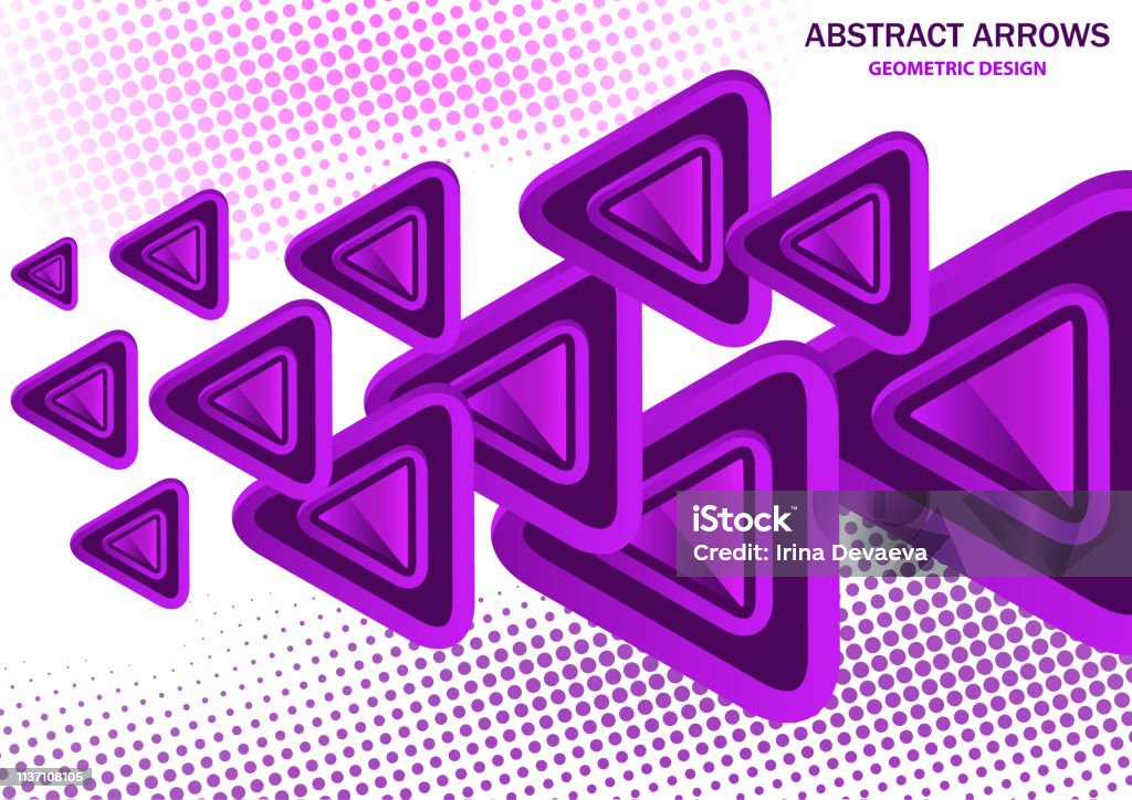 Futuristic bright glowing arrows triangles, techno background with light effects, abstract 3d technology lines on white background. Background, cover, layout, magazine, brochure, poster, website Abstract stock vector