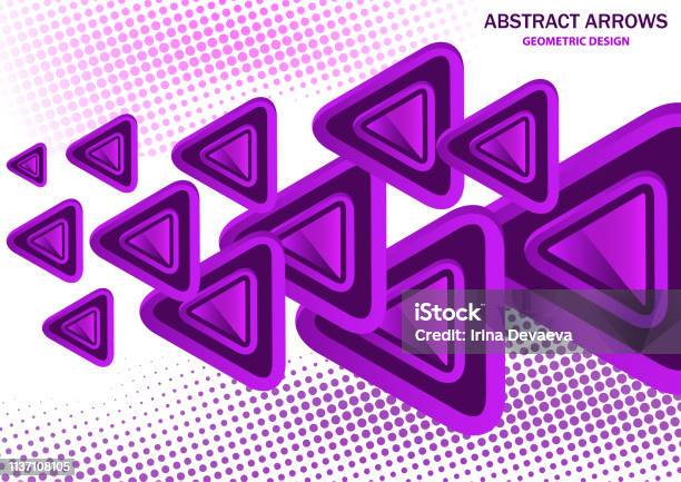 Futuristic Bright Glowing Arrows Triangles Techno Background With Light Effects Abstract 3d Technology Lines On White Background Background Cover Layout Magazine Brochure Poster Website Stock Illustration - Download Image Now