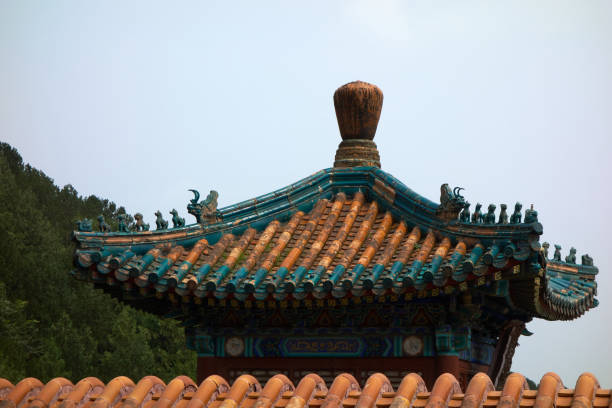 Tiled roof in the Summer Palace stock photo