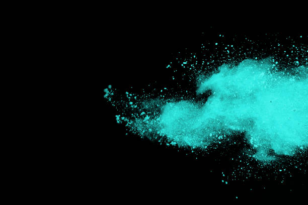 istock Blue powder explosion on black background. Colored cloud. Colorful dust explode. Paint Holi. 1137110435