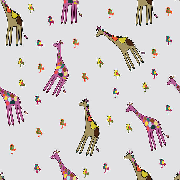 Seamless vector background with giraffe vector art illustration