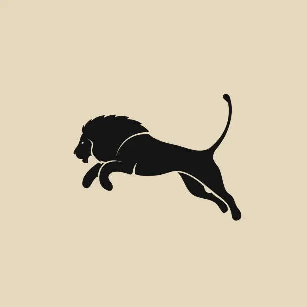 Vector illustration of Lion jumping - isolated vector