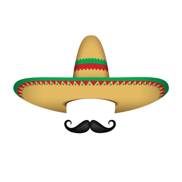 istock Sombrero - Mexican hat and mustache - vector illustration isolated on white 1137115088