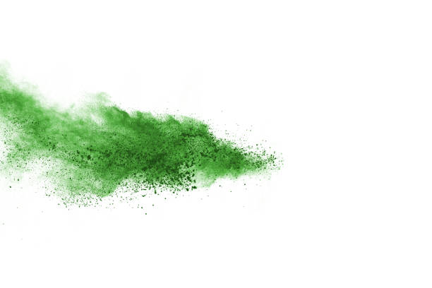 istock Green powder explosion on white background. Colored cloud. Colorful dust explode. Paint Holi. 1137115284