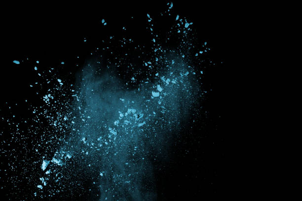istock Blue powder explosion on black background. Colored cloud. Colorful dust explode. Paint Holi. 1137116350