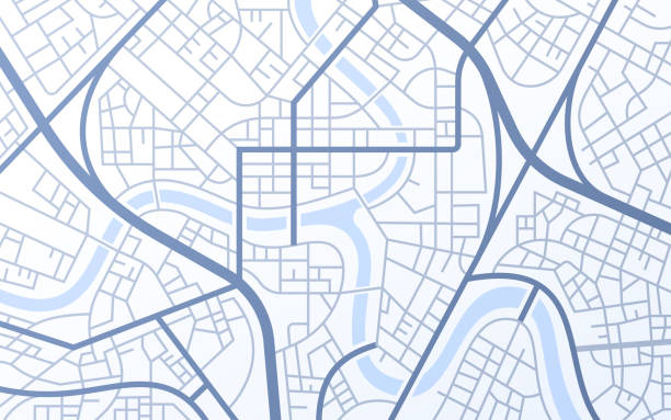都市都市街路道路抽象地図 - river crossing点のイラスト素材／クリップアート素材／マンガ素材／アイコン素材