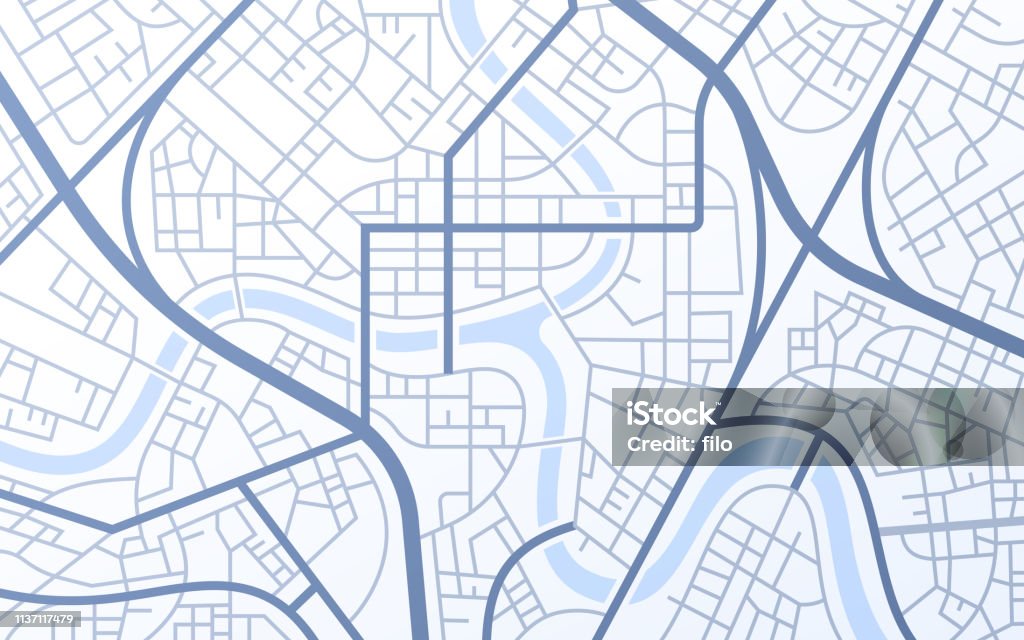도시 도시의 거리도로 추상 지도 - 로열티 프리 지도 벡터 아트