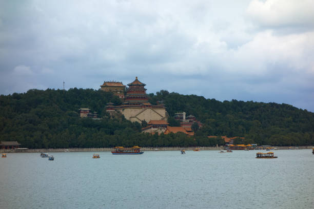 Longevity hill, Tower of Buddhisr Incense and Kunming Lake in the Summer Palace stock photo