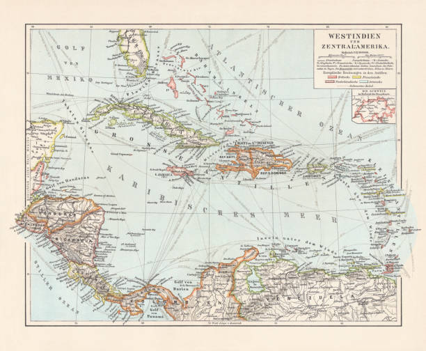istock Topographic map of West Indies and Central America 1137121321