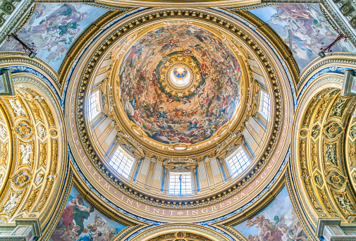 The amazing dome in the Church of Sant'Angese in Agone in Rome, Italy.