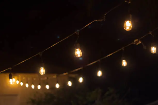 Backyard Edison lights shot night