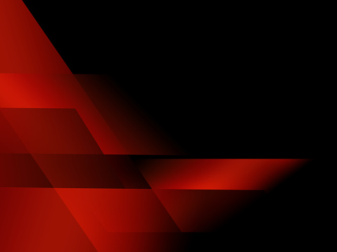 Close up of crystal triangular prism optical glass with red and blue light spectrum abstract background