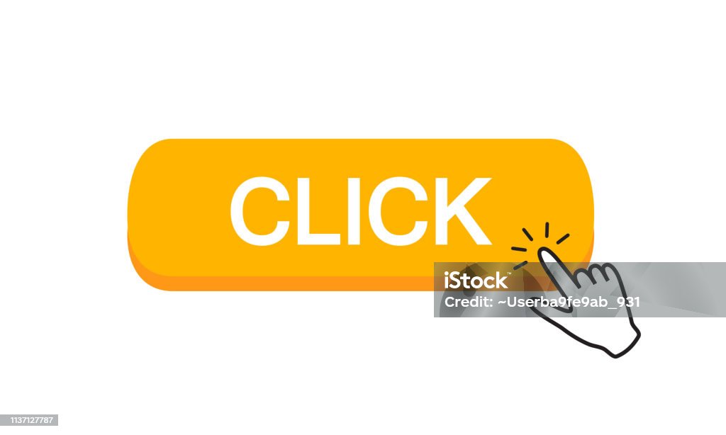 Click Catton Click Button With Hand Cursor Pointer Clicking Vector Illustration ...